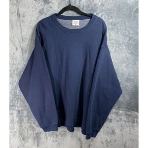 Vintage Pluma Sweatshirt Mens 2XL Navy Heavyweight Fleece Crewneck Solid Thick